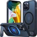 TORRAS for iPhone 13 Case/for iPhone 14 Case Translucent Black | Strong Magnetic & Seamless Stand, Fit for MagSafe, Military-Grade Drop Protection, Sturdy Adjustable Kickstand, Slim Matte Finish | Strong Magnetic, Seamless Stand, iPhone 13 Case, iPhone 14 Case, Fit for MagSafe, Black