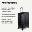 Amazon Basics 30" Hardside Large Checked Luggage, Hardshell Suitcase With Four Multi-directional Wheels, Expandable For Up to 15% More Space, Scratch-Resistant Shell, Black