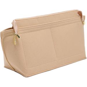 Doxo Purse Organizer Insert for Handbags&Tote Bag,Suitable for Lv Neverfull MM/L.ongchamp GM, Felt Tote Insert with Base Shaper.(Beige-with Cover,MM)