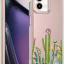 Unov Case Designed for Motorola Moto g Stylus 5G 2023, Crystal Clear Phone Case with [Anti-Slip Embossed Pattern], Shockproof Slim Protective [Anti-Yellowing TPU] Back Cover, Cactus Plants