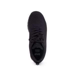 Black Lightweight Athletic Sneakers, Lace-Up Running Shoes with Breathable Knit Upper, Size 40