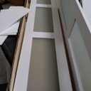 SMARTSTANDARD Bifold Door, for 64"x 80" Opening, Tempered Frosted Glass Closet Folding Barn Door with Hardware Kit, Water-Proof PVC Surface, Easy Install, White