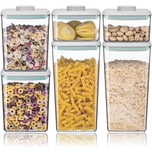 Ankou Airtight Food Storage Container Sets with Lids 6Pcs Pop Containers for Kitchen Pantry Organization BPA-Free Stackable Kitchen Storage Containers for Cereal Flour Sugar (0.5, 1.2, 1.8qt)*2