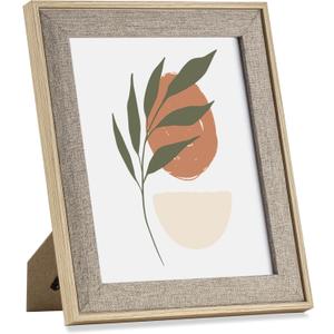 8x10 Picture Frame - 8 x 10 Photo Frame - Boho Picture Frames 8 by 10 Picture Frames with Tempered Glass - Wall Tabletop Display Horizontally or Vertically - Beige 