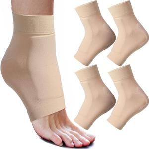 Nuanchu 2 Pairs Padded Skate Socks Ice Skating Protection Socks Lace Bite Gel Pads Ankle Malleolar Sleeves Protection Guards for Front Foot Shin Achilles Tendon Heel (Nude)