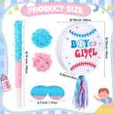 Jerify 16 x 16 Inch Gender Reveal Piñata with Bat Blindfold and Pink Blue Confetti Gender Reveal Baseball Piñata for Baby Shower Party Supplies Decor