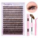Pawotence Lash Extension Kit DIY 280pcs Brown Lash Clusters Eyelash Extension Kit 40D 9-16mm Individual Lashes Kit with Lash Bond and Seal Lash Tweezers for Self Use (Brown 40D, 9-16mm, Kit)