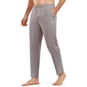 NORTHYARD Men's Yoga Casual Sweatpants Cotton Athletic Lounge Pants Open Bottom Loose Exercise Straight Leg Pant with Pockets (L, Stone)