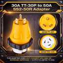 Kanayu 30 Amp to 50 Amp RV Adapter NEMA TT-30P Male to SS2-50R Female Lock, Heavy Duty RV Shore Power Converter for Travel Trailer, Marine Grade Locking Plug, 125V/3750W