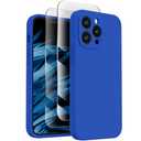 FireNova Designed for iPhone 13 Pro Max Case, Silicone [Camera Protection] Phone Case with [2 Screen Protectors], Soft Anti-Scratch Microfiber Lining Inside, 6.7 inch, Klein Blue