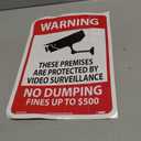 NMC WGA44PB Warning - These Premises are Protected by Video Surveillance, NO Dumping, Fines UP to $500 Sign - 10 in. x 14 in. PS Vinyl Signage with Graphic, 10x14 inches