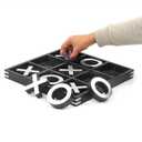 14" Large Elegant Premium Black Tic Tac Toe Board Game | Wooden Puzzle Game | Coffee Table Wooden Decor & Games with Nickel Sheathed Pieces