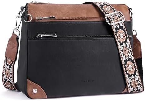 Lexiyat Crossbody Bags for Women Rfid Travel Crossbody Purses Leather Handbags Medium Shoulder bag with Adjustable Strap