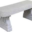 Limestone White Patio Bench - Small Outdoor Bench - Front Porch Seating for Garden Yard - Outdoor Seat Backless Decorative Pedestal Patio Furniture - Weather Resistant Realistic Stone Look, 17" Height