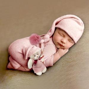 Ylsteed Newborn Photography Outfits Girls Newborn Boy Outfits Photo shoot Costume Set Infant Romper Newborn Photography Props (Elf Hat - Pink)