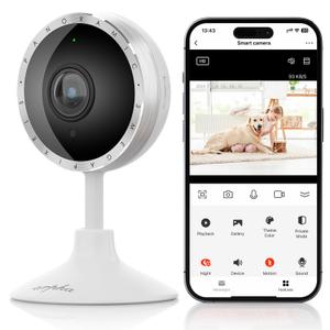 ARPHA 2K Indoor Security Camera, WiFi Pet Camera for Home Security with PIR Human Detection, Sound Detection, Night Version Two-Way Talk, Support TF Card & Cloud Storage P160-A (1 Pack)