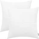 BRAWARM Faux Leather Throw Pillow Covers 16 X 16 Inches, White Leather Pillow Covers Pack of 2, Hand Stitched Leather Decorative Throw Pillows for Couch Sofa Bed Living Room Home Garden