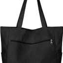 Kememo Corduroy Tote Bag for Women with Zipper, Large Shoulder Bag Handbag for Work School Shopping Travel Gym Vacation (Grey)