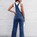 luvamia Jean Overalls for Women Straight Wide Leg Baggy Stretchy Denim Bib Adjustable Strap Casual Jumpsuit Loose Fit (Blue, M)