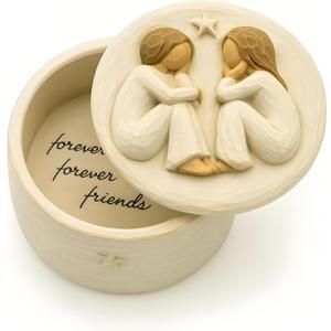 Forever Friends Resin Keepsake Box  Hand-Painted Friendship Gift Box with Two Angel Figures, 3 x 2H  Sentimental Gift for Women, Best Friends, Birthday, or Sympathy (Friendship)