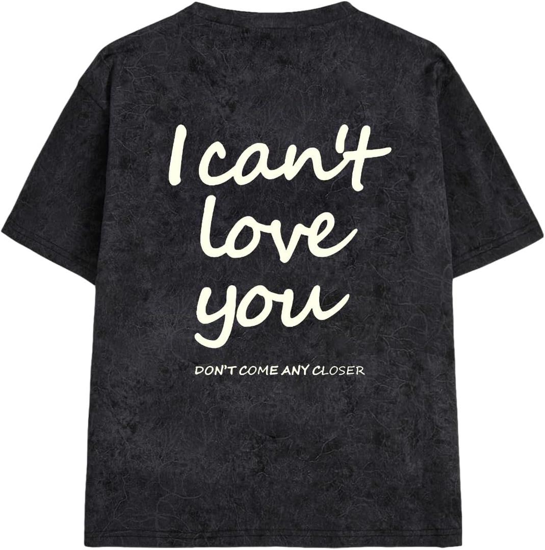 RoseSeek Boy's Letter Print Graphic Tees Short Sleeve Vintage T Shirt Round Neck Summer Tops Streetwear (Black)