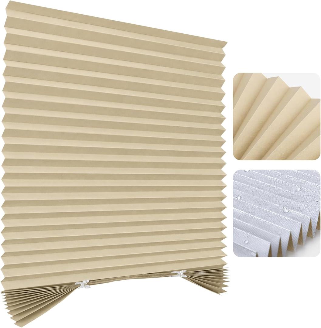 Temporary Shades Blackout Pleated Paper Blinds 35" W x 59" H Brown 4PCS