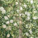 Anna's Whimsy 2PCS 5.91FT Artificial Eucalyptus Garland with Flowers, Fake Rose Gypsophila Garland, Faux Floral Greenery Garlands for Wedding Spring Home Party Table Runner Decor  White