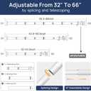 ENJOYBASICS 2 Pack Adjustable Spring Tension Curtain Rods 32 to 66 Inches, Stainless Steel White Shower Rod No Drilling for Window, Bathroom, Closet, Room Divider, 7/8" Diameter