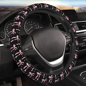 Pink Bow Steering Wheel Cover for Car 15inch Cute Car Accessories Women Girl