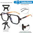 FEISEDY Reading Glasses Vintage Square Blue Light Blocking Glasses Women Men 70s Flat Aviator Glasses B0090