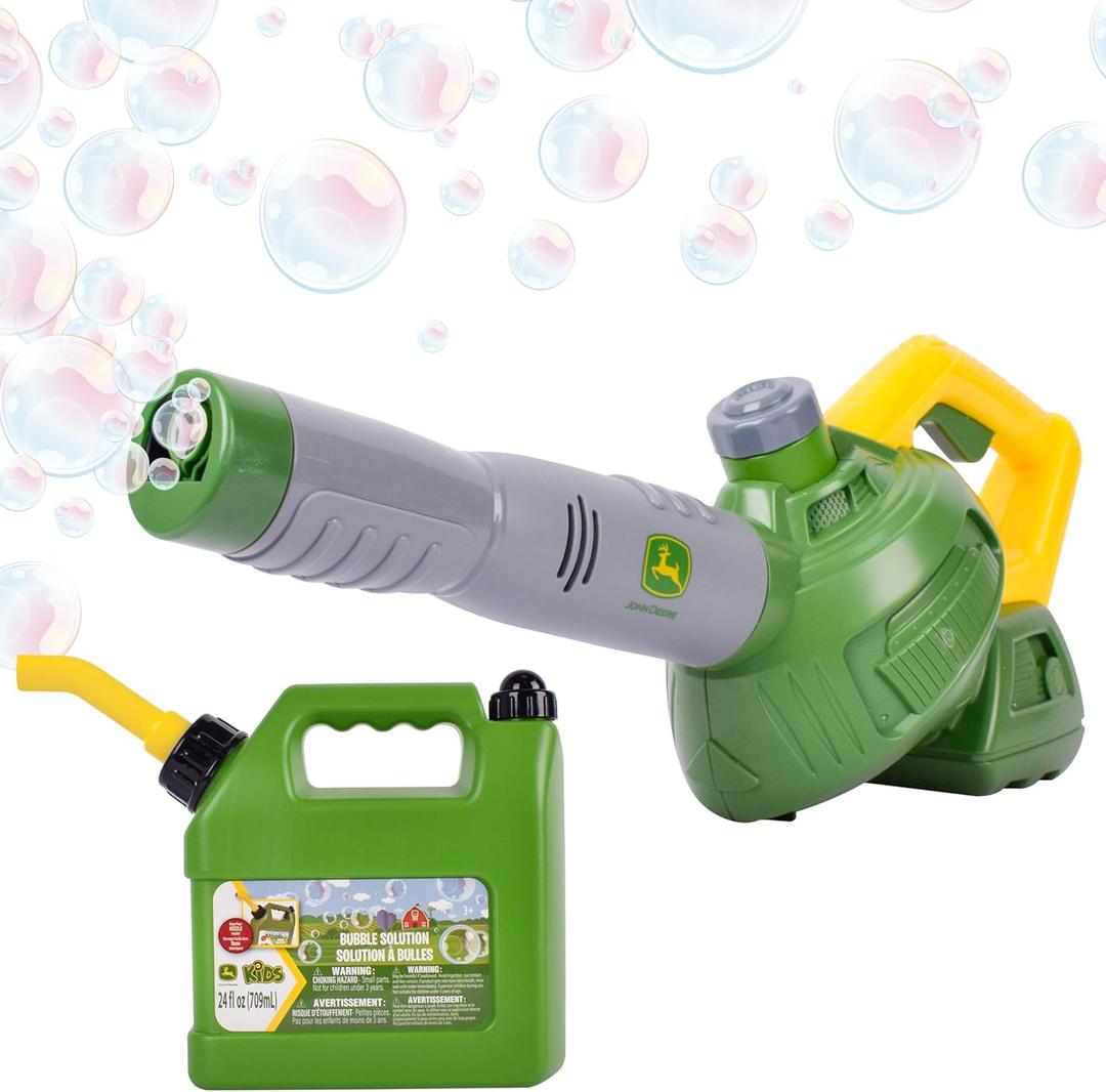 John Deere Bubble Leaf Blower Toy for Kids Includes 24oz Bubble Refill Gas Can, Outdoor Bubble Machine for Kids, Easy to Use, Outdoor Play, Great Gift Toddler 3+