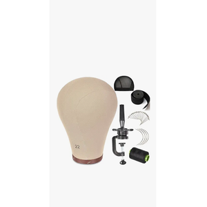 PWEOUKE 22 Inch Canvas Wig Head with Stand for Wigs ,1422 Inch Height Adjustable Wig Stand Tripod with Canvas Block Wig Head,Manikin Head Block Set for Cosmetology with Wig Stand and Storage Bag