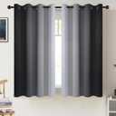 COSVIYA Curtains & Drapes Ombre Room Darkening Curtains, Grommet Black and Greyish White Light Blocking Insulated Thermal Small Window Panels for Bedroom/Living Room,2 Panels,52x54 inches