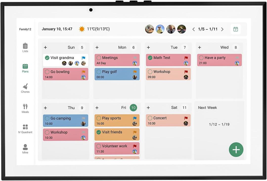 IMLIFE 10.1 inches Wifi Smart Touchscreen Digital Calendar with Touchtime App Syncing with Multiple Phones in Two - way, for Chore Chart, Daily Meal Plan, Interactive Display for Family Schedules and