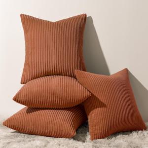 Topfinel Decorative Terracotta Throw Pillow Covers Cushion Cases, Set of 4 Soft Velvet Modern Double-Sided Designs, Rustic Fall Home Decor, Pillow Inserts Not Included 18x18 inch