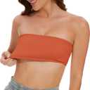 Women's Sports Bandeau Causal Tube Top Bra Strapless Wireless Non-Slip Detachable Padded Seamless Stretchy Bralettes (Orange)