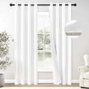 ChrisDowa 100% Blackout Pure White Solid Curtains 84 Inches Long 2 Panels for Bedroom Living Room,Farmhouse Room Darkening Thermal Insulated Soundproof Grommet Top Window Treatment Drapes,52x84