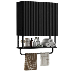 RUSTOWN Fluted Bathroom Wall Cabinet with 2 Doors, 3-Tier Medicine Cabinet