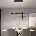 Y'INSP Modern LED Chandelier Black Linear Pendant Lights Kitchen Island 4 Lights Dimmable Light Fixture for Dining Room Bedroom Living Room Hallway