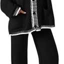 PRETTYGARDEN Lounge Sets for Women Fall 2026 Loungewear 2 Piece Outfits Cardigan Sweaters Track Suit Matching Winter Clothing (Small, Black)