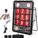 Pitching Net with Strike Zone, 9 Hole Baseball Pitching Target, Portable Softball Baseball Training Equipment with Carry Bag