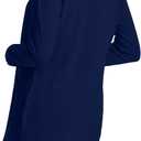 Women's Cardigan Sweaters Long Sleeve Soft Open Front Knit Cardigan with Pockets (Medium, Navy)