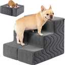 STAWIME Dog Stairs for Bed, Dog Steps for High Bed, Pet Steps for Small Dogs and Cats, NonSlip Balanced Pet Ramp Indoor (Grey, 18.2" H x 15" W x 24" L, 4)