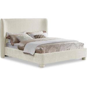 Meridian Furniture B1207Mint-F Penny Collection Modern | Contemporary Full Bed with Rich Mint Green Chenille Fabric, Curved Headboard, 67.5" W x 82.5" D x 52" H, Cream, Full