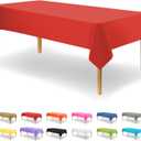 Party Dimensions Red Tablecloth Disposable Plastic Table Cover for Rectangle Tables (12 Pack) Premium Plastic Table Cloths for Parties, Events & Weddings, Indoors/Outdoors, 54"x108"