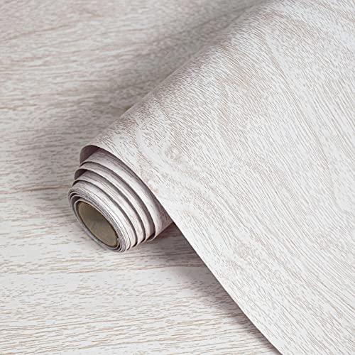 Lativo White Wood Contact Paper Wood Peel and Stick Wallpaper Wood Grain Contact Paper for Cabinets Wood Self-Adhesive Wallpaper Texture Wallpaper Contact Paper Decorative Vinyl Waterproof 17.7“×197”