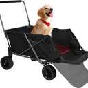 REDCAMP Folding Dog Wagon Cart with Extendable Rear End Heavy Duty, 220L Large Collapsible Utility Cart Dog Stroller with Tailgate for Sports Shopping Pet, Black