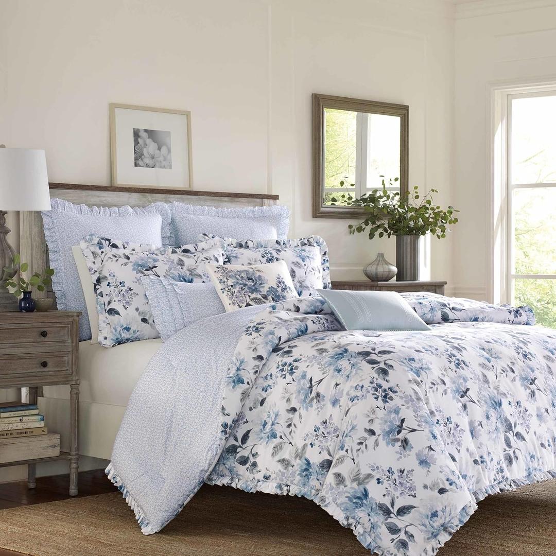 Laura Ashley - Queen Comforter Set with Shams, Cotton, Reversible
Soft & Comfortable Feel, Year-Round Bedding, Versatile Bedroom Layering, Durable Construction, Machine Washable
