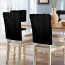 Solid Color Black Chair Back Covers for Dining Chairs 4 Pack, Washable Chair Slipcover Back Chair Protector for Wedding Party Modern Minimalism Art
