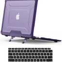 DTangLsm for MacBook Air 13 inch Case 2022 2021 2020 2019 2018 Release M1 A2337 A2179 A1932 with Touch ID, Heavy Duty Hard Shell Case Rubberized TPU Bumper Foldable Kickstand & Keyboard Cover, Purple